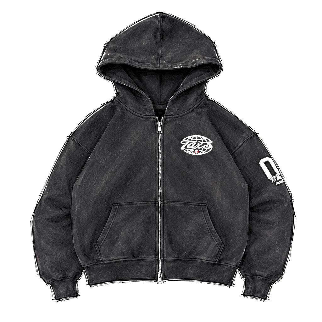 Tax3 Wrld Hoodie - Washed Black
