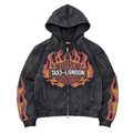 Flame Zip-Up Hoodie - Washed Black