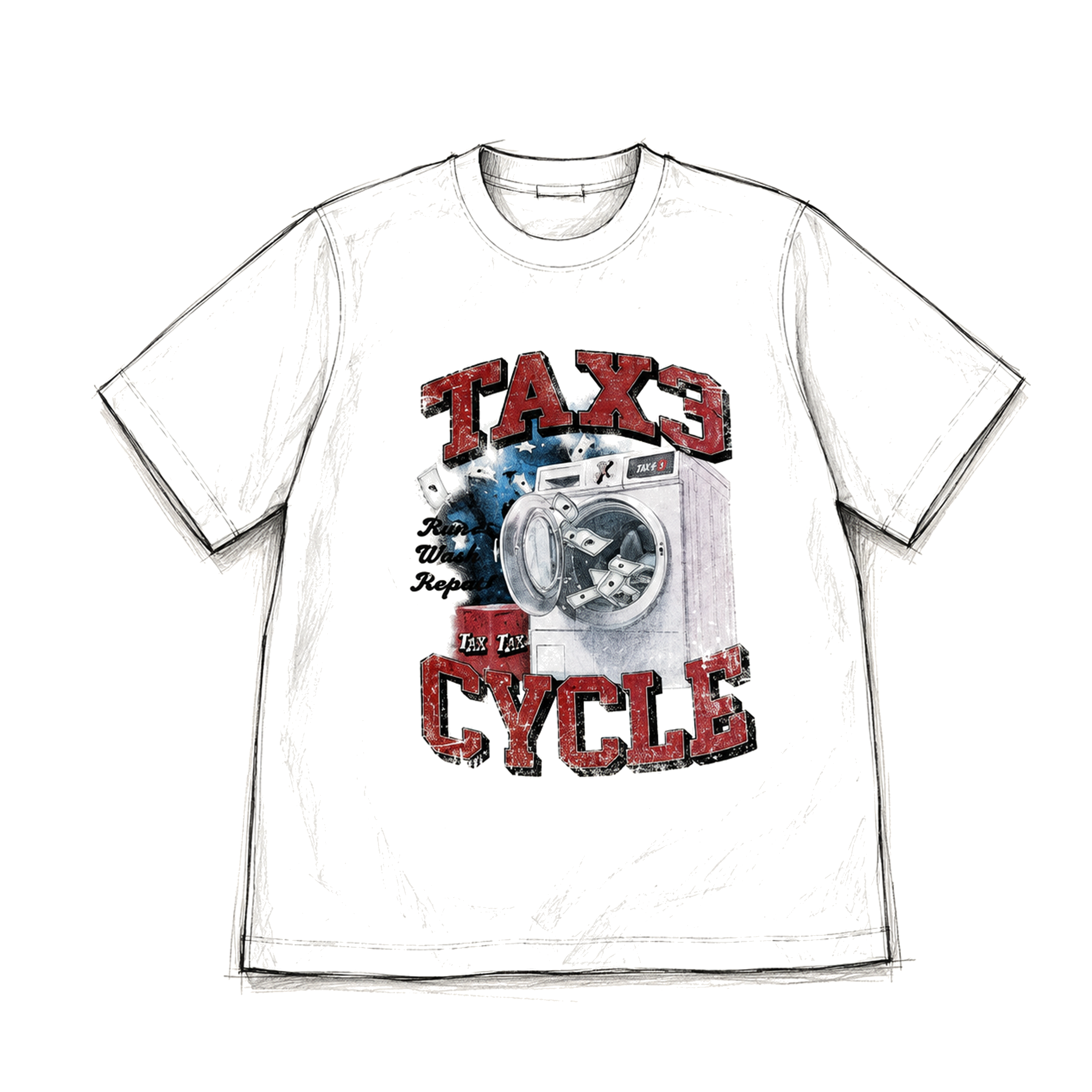 Tax3 Cycle Tee - White/Red