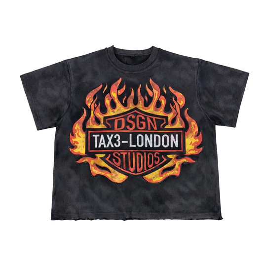 FLAME BOX TEE - WASHED BLACK