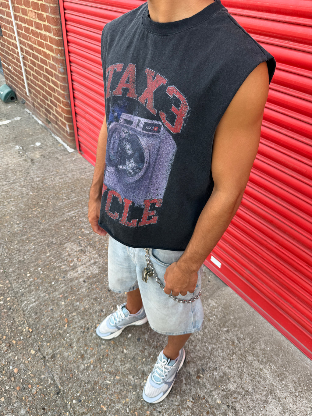 Tax3 Cycle Cut Off Tee - Washed Black