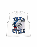 Tax3 Cycle Cut Off Tee - White/Blue