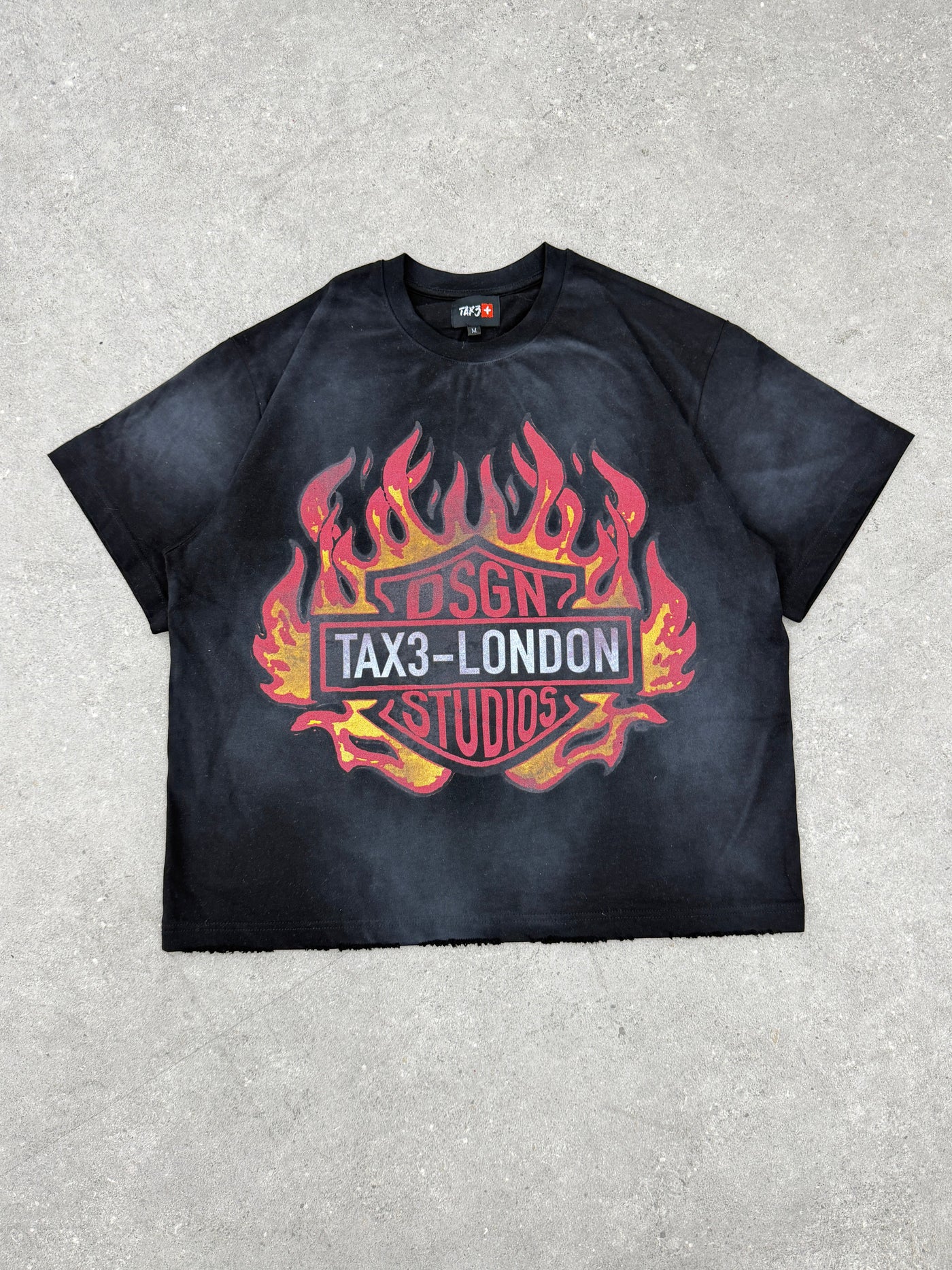 Flame Box Tee - Washed Black